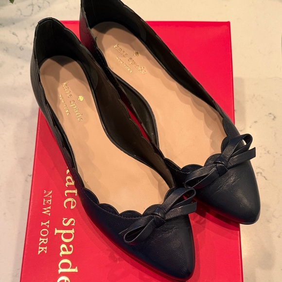 kate spade Shoes - Kate Spade Navy Blue Eleni Flex Leather Women's Flats